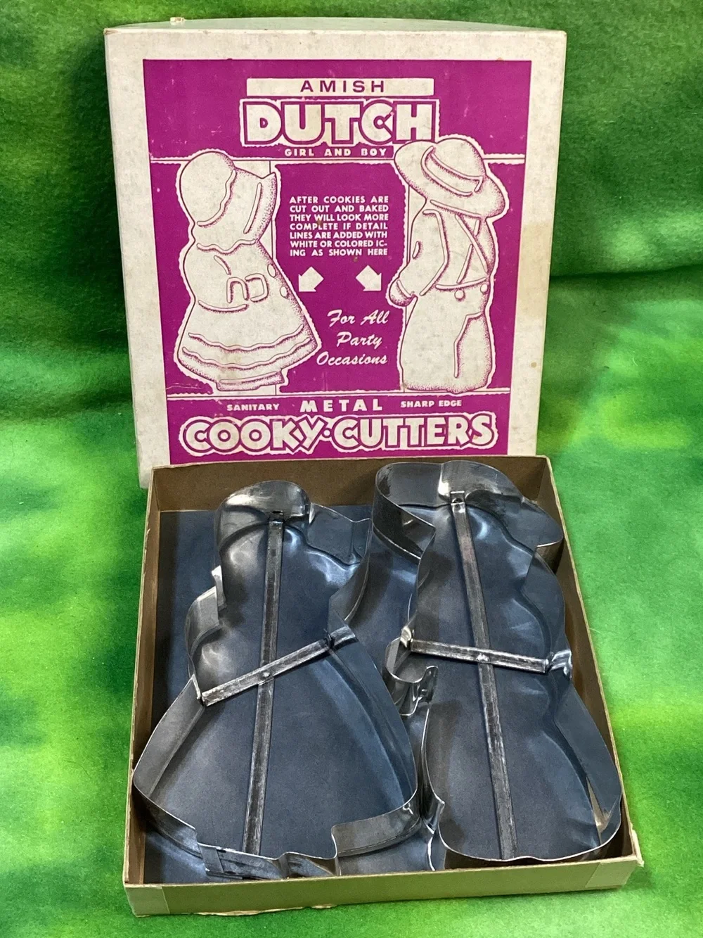 Amish Dutch Gilr & Boy Metal Cookie Cutters in Original Box